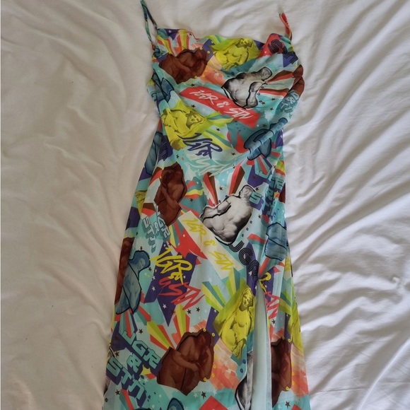 BNWT Jagger & Stone JGR & STN Miami Maxi Dress W Slit NEW Sz 0 XS Lt Blue Print - Picture 7 of 10